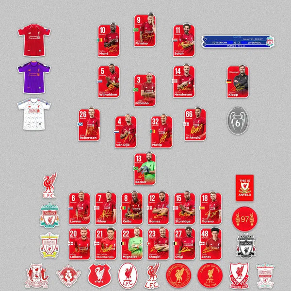 [BUNJANG] 2019 Liverpool Championship Team Acrylic Fridge Magnet Set / 2019년 리버풀 우승팀 아크릴 냉장고 자석 - 쇼핑백+포스터+열쇠고리+철제 상자