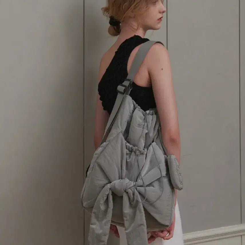 [BUNJANG] Atte Vanessa Bruno Grey Ribbon Backpack Shoulder Bag L / 아떼 바네사브루노 그레이 리본 백팩 겸 숄더백 L
