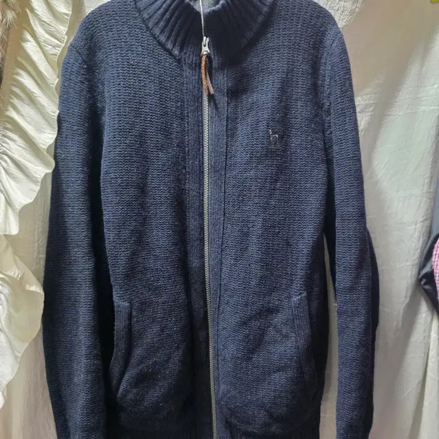[BUNJANG] Hazzys Navy Zip-Up Cardigan / [브랜드 불명] 헤지스 네이비 집업 가디건