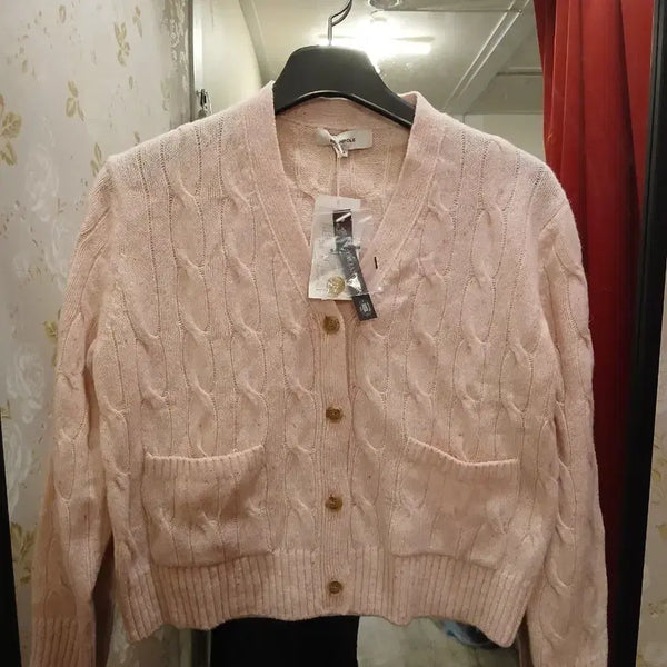 [BUNJANG] Beanpole Cable Knit Cardigan Pink S / 7/70 빈폴 케이블 니트 가디건 핑크 S
