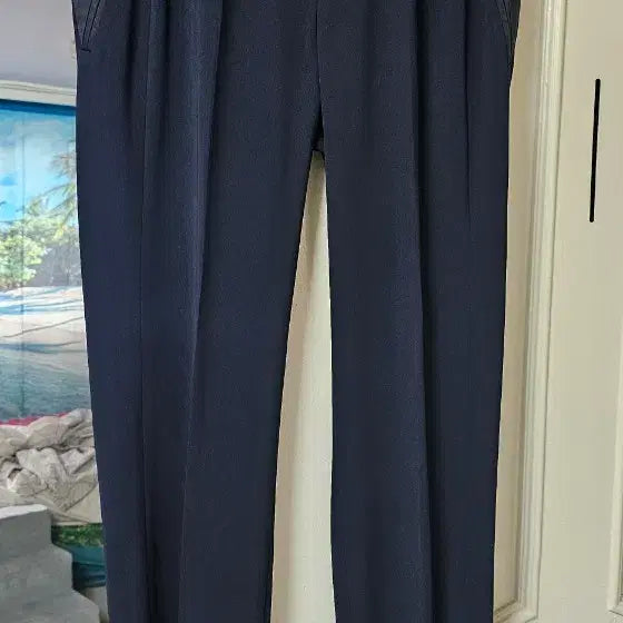 [BUNJANG] System Navy Women's Belted Dress Pants / 시스템 네이비 여성 정장 바지 / 벨트 포인트