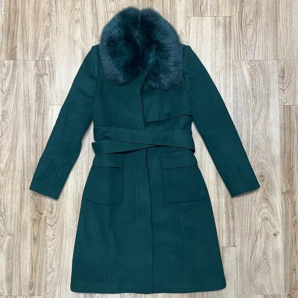 [BUNJANG] Egoist Fox Fur Wool Belted Coat / 에고이스트 폭스퍼 울 벨티드 코트 66