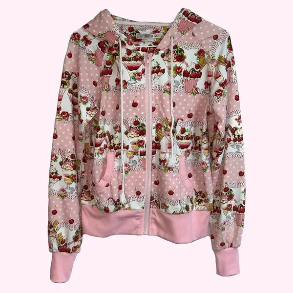 [BUNJANG] ACDC RAG Dessert Parfait Dot Hoodie Zip-Up / ACDC RAG 디저트 파르페 도트 후드집업 코갸루 지뢰계 로리타