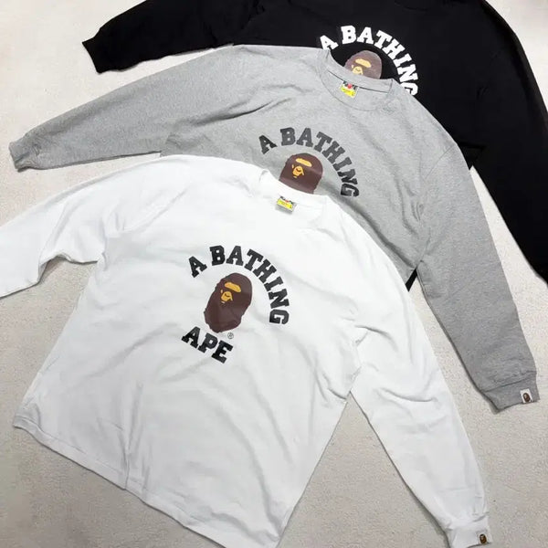 [BUNJANG] A Bathing Ape College Long Sleeve T-Shirt 3-Set / 베이프 a bathing ape