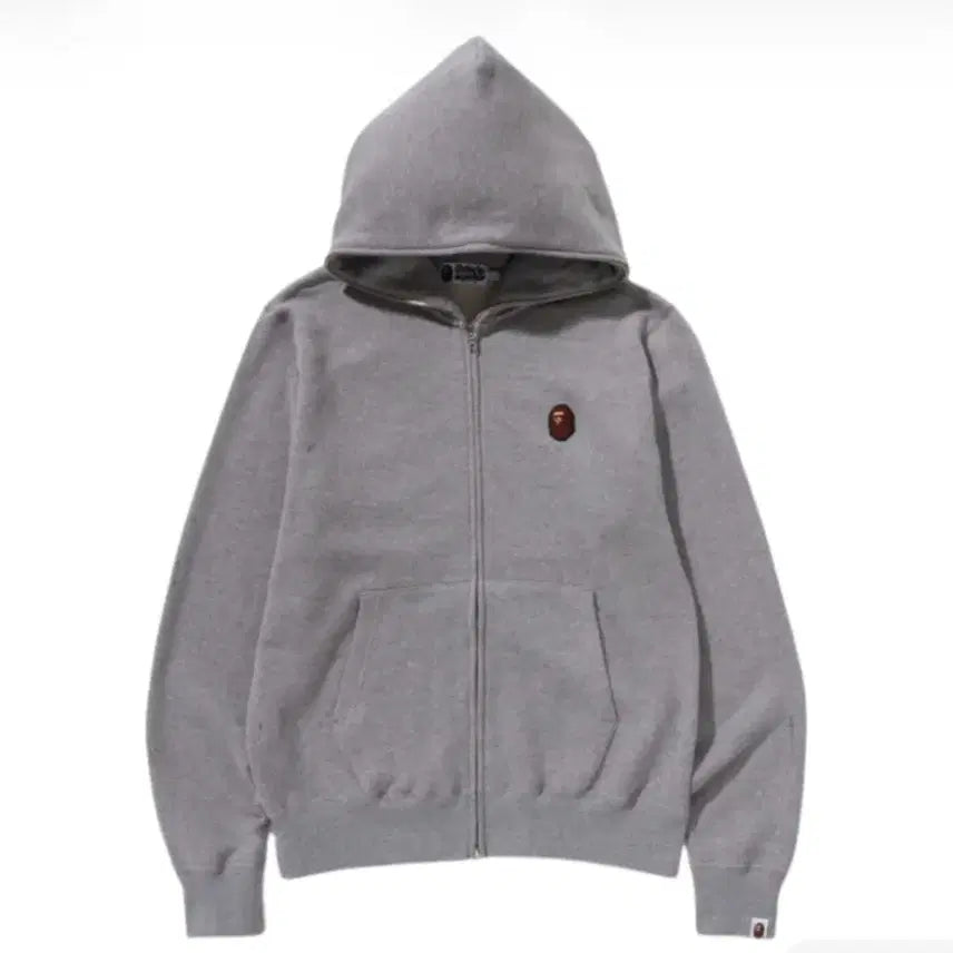 [BUNJANG] BAPE A Bathing Ape 1 Point Full Zip Hoodie Grey / 베이프 어 베이싱 에이프 원 포인트 풀 집 후드 그레이