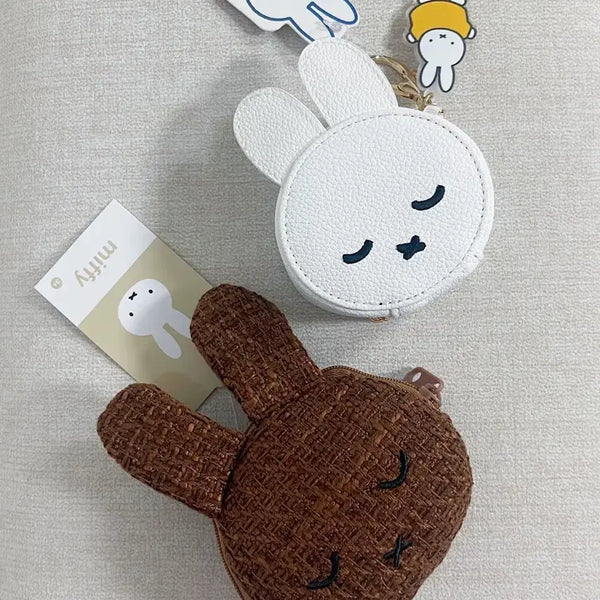 [BUNJANG] Miffy Tweed Coin Purse & Leather Pouch Set / 미피 동전지갑 트위드 파우치 2개 일괄