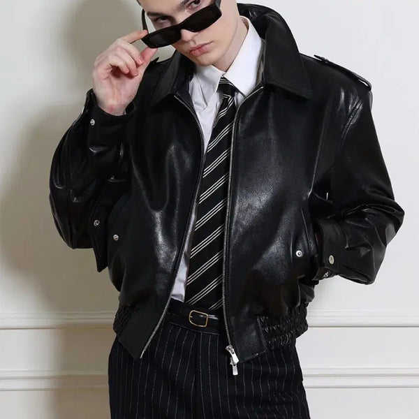 [BUNJANG] Carryover Robin Goat Leather Jacket XL / 캐리오버 렉토맛 로빈 고트레더 자켓 XL