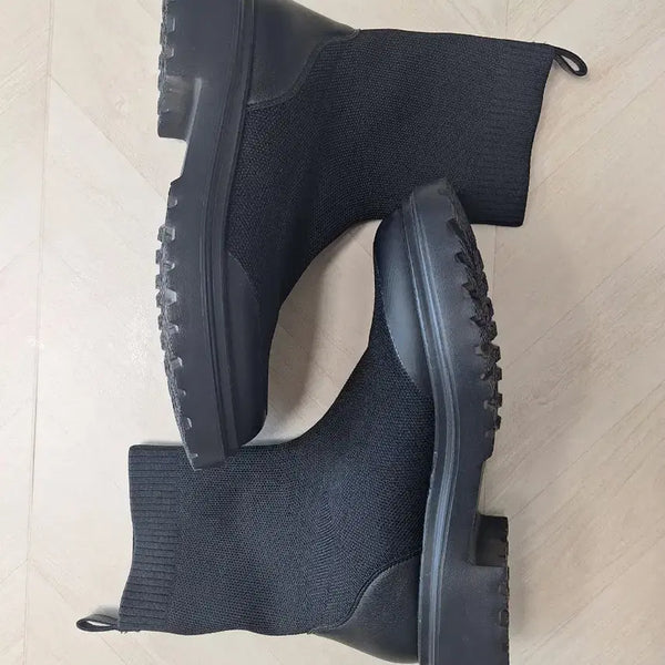 [BUNJANG] GU Women's Knit Ankle Boots Black Size L / GU 여성 니트 앵클부츠 블랙 L사이즈 새상품