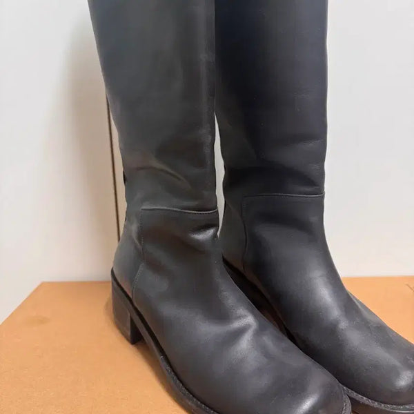 [BUNJANG] Amomento 240 Black Leather Long Boots / 아모멘토 240