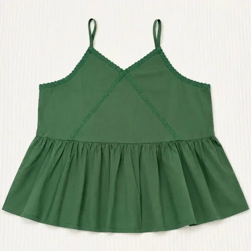 [BUNJANG] Green Lace Strap Tank Top / 그린 레이스 끈 나시