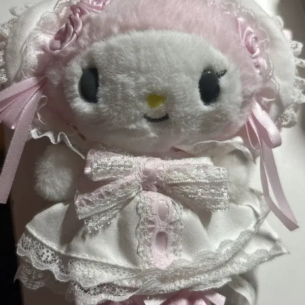 [BUNJANG] Sanrio My Melody White Frill Plush Keychain / 산리오 마이멜로디 화이트프릴 인형 키링