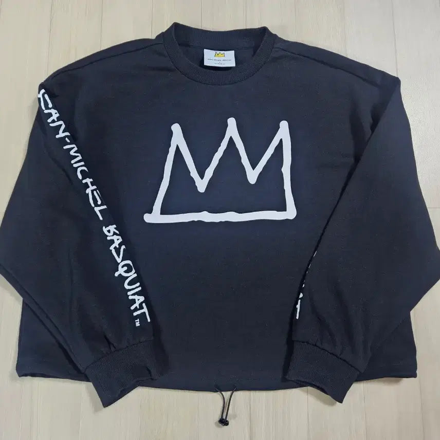 [BUNJANG] Jean-Michel Basquiat Crown Crop Sweatshirt Black / 장미쉘바스키아 크라운 크롭 맨투맨 블랙 85