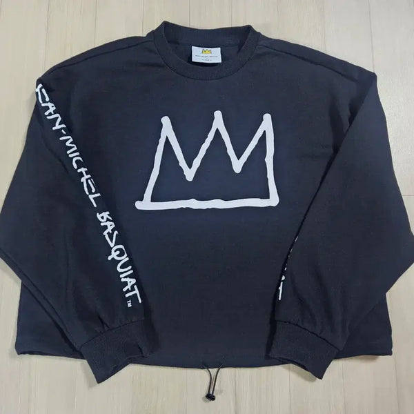 [BUNJANG] Jean-Michel Basquiat Crown Crop Sweatshirt Black / 장미쉘바스키아 크라운 크롭 맨투맨 블랙 85