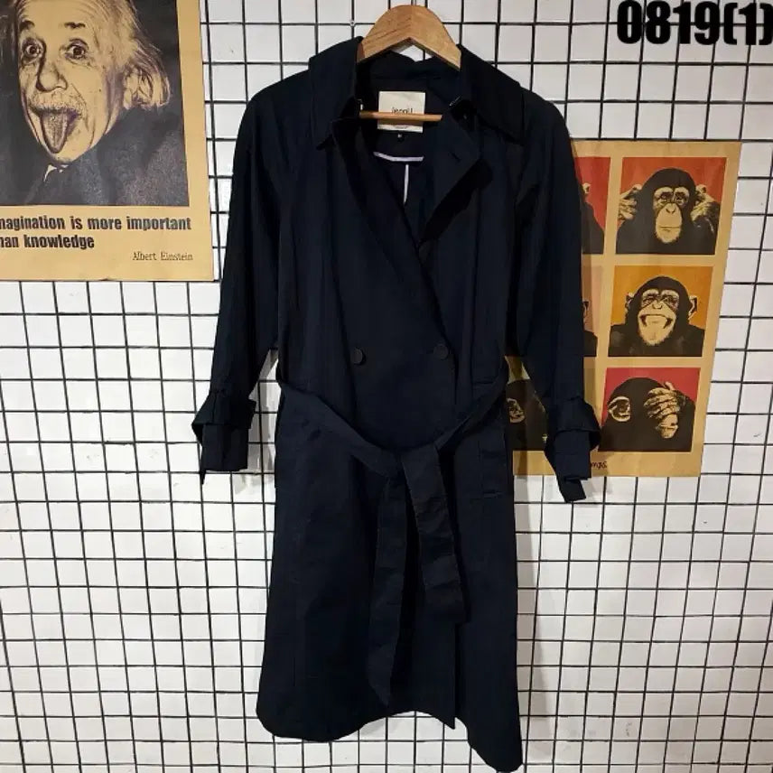 [BUNJANG] JennU Double-Breasted Coat Navy / JennU 더블 코트 55 0819