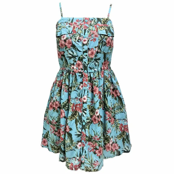 [BUNJANG] Floral Spaghetti Strap Mini Dress / 플로럴 끈 나시 원피스