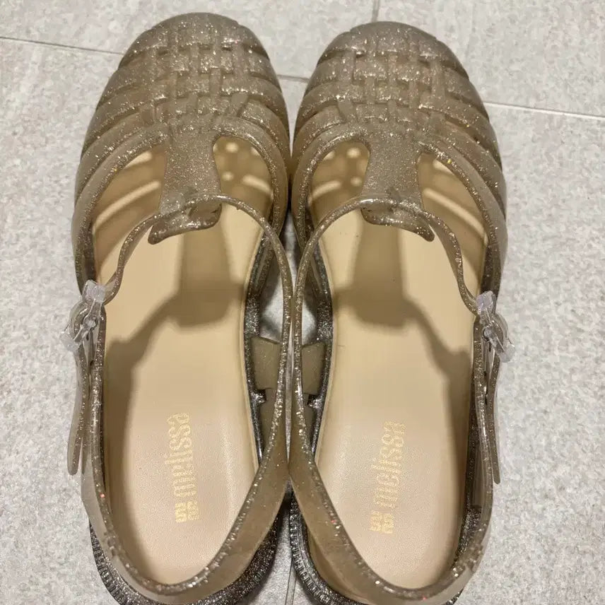 [BUNJANG] Melissa Glitter Jelly Shoes Gold Size 245 / 멜리사 글리터 젤리 슈즈 골드 245