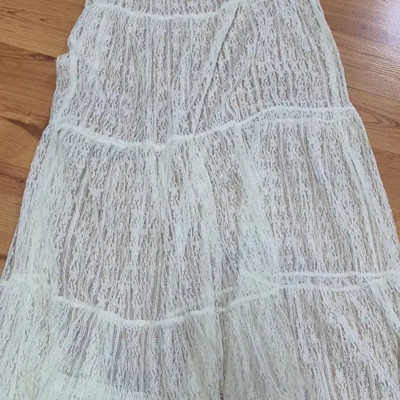 [BUNJANG] White Ivory See-through Lace Dress / 화이트 아이보리 시스루 레이스 원피스 갸루 모리걸
