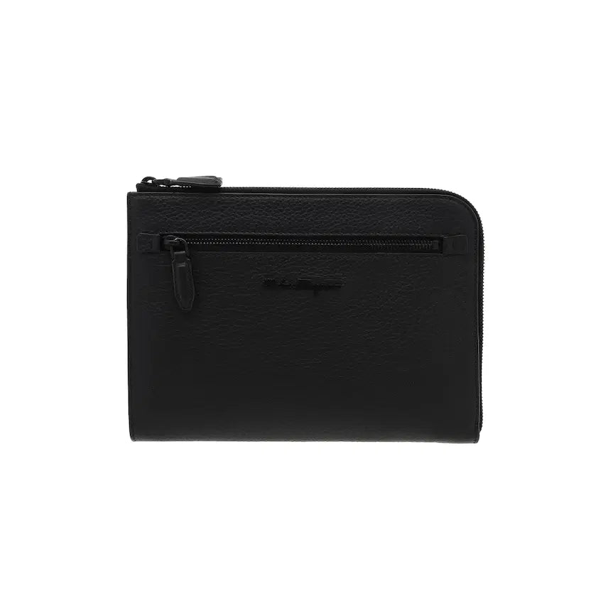 [BUNJANG] Salvatore Ferragamo Black Leather Strap Clutch / 페라가모 스트랩 클러치