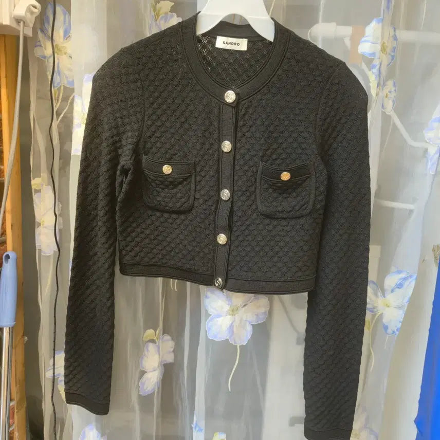 [BUNJANG] Sandro Cropped Crochet Knit Cardigan / 산드로 크롭드 크로셰니트가디건