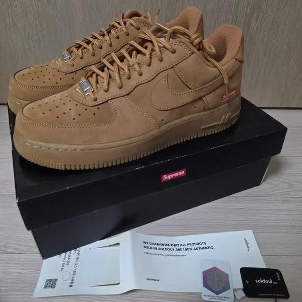 [BUNJANG] Nike x Supreme Air Force 1 Wheat (260) / [260] <실착1회 민트급> 나이키x슈프림 된장 에어포스