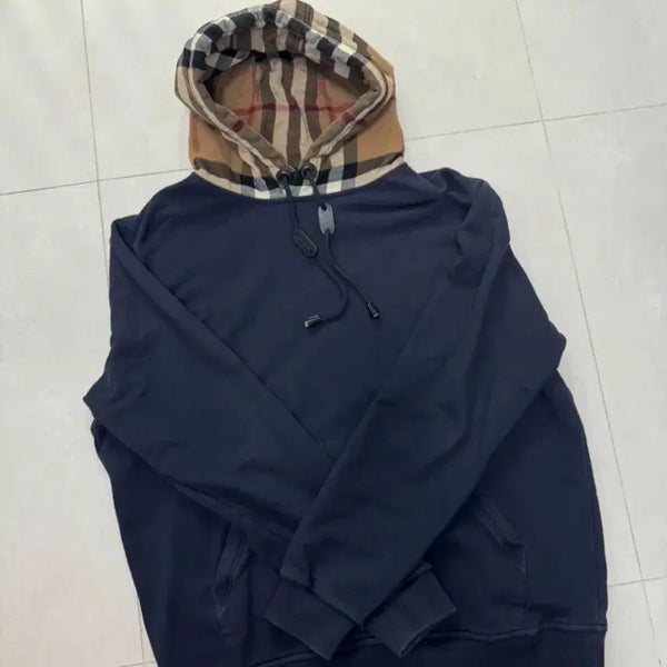 [BUNJANG] Burberry Check Hooded Sweatshirt Navy L / 버버리후드