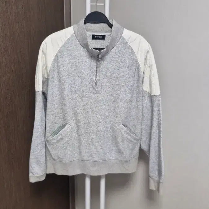 [BUNJANG] System Homme 23FW Textured Half Zip-Up Top - Grey / 시스템옴므(105) 23FW텍스처하프집업탑 그레이