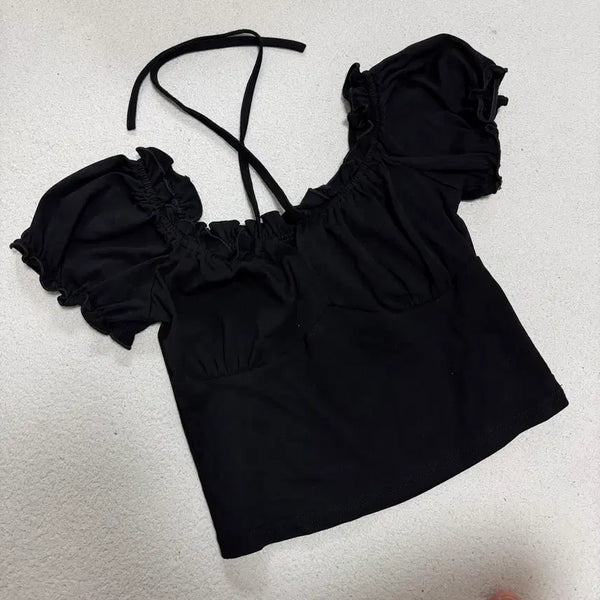 [BUNJANG] Coolkitten Off-Shoulder Frill Puff Short Sleeve Top / 쿨키튼 오프숄더 프릴 퍼프 반팔