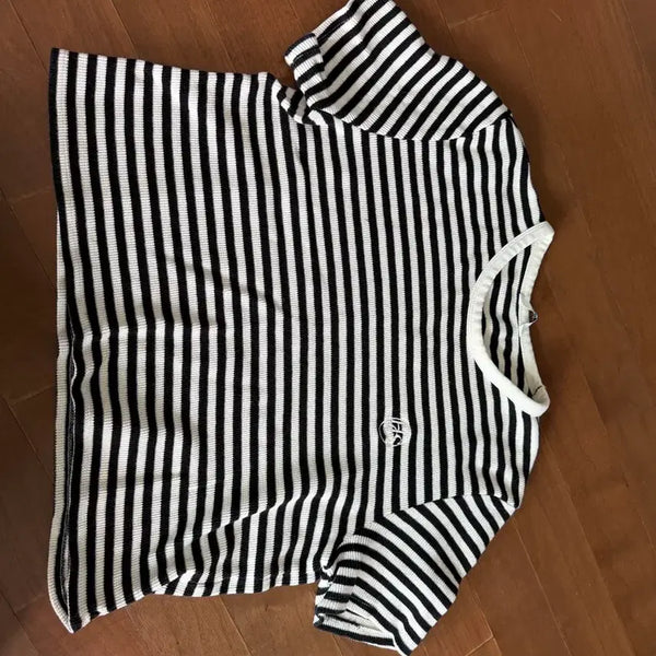 [BUNJANG] TOPTEN Striped Cropped T-Shirt / 반팔티