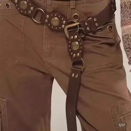 [BUNJANG] SHEIN Western Rivet Leather Belt / 쉬인 웨스턴 벨트 커피색 80