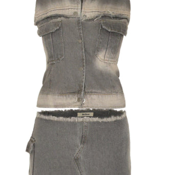 [BUNJANG] FROM DENIM Two-piece Set M / 비엔프롬 FROM DENIM TWOPIECE 투피스 M