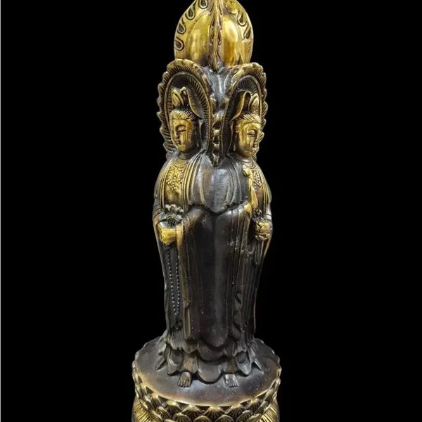 [BUNJANG] Qianlong Period Bronze Guanyin Bodhisattva Statue / 건륭년제 4면 동관세음보살상