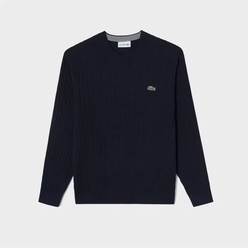 [BUNJANG] Lacoste 100% Cotton Long Sleeve Knit Navy / 미개봉 라코스테 케이블 긴팔 면니트100 네이비