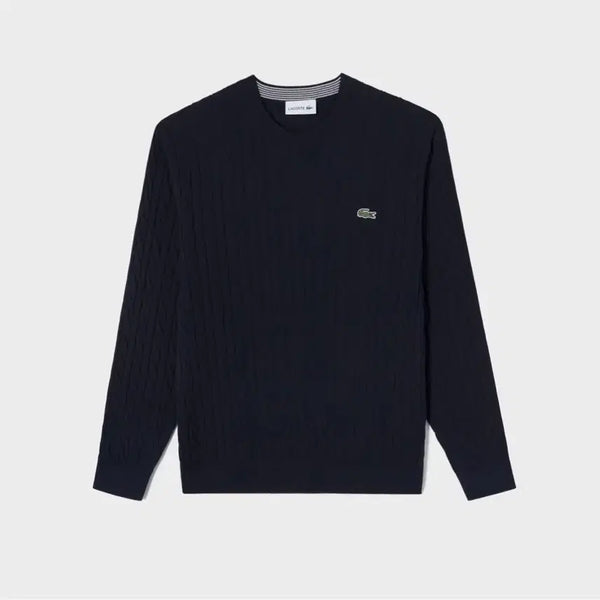 [BUNJANG] Lacoste 100% Cotton Long Sleeve Knit Navy / 미개봉 라코스테 케이블 긴팔 면니트100 네이비