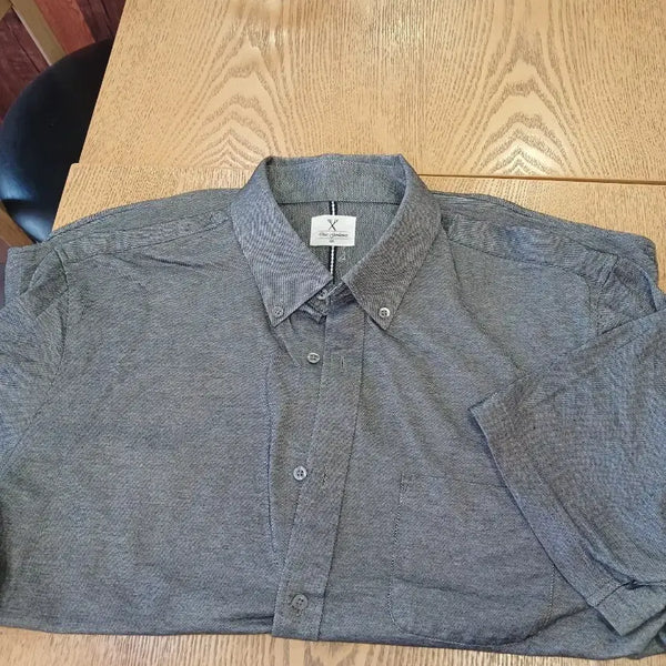 [BUNJANG] White Grey Short Sleeve Shirt T-Shirt / 반팔 셔츠 화이트 그레이 100 L 셔츠티셔츠