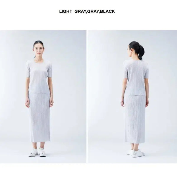 [BUNJANG] Pleats Please Issey Miyake Basic Top Black Light Grey (Size 3) / (새상품) 플리츠플리즈 베이직 탑 블랙, 라이트그레이 JK103