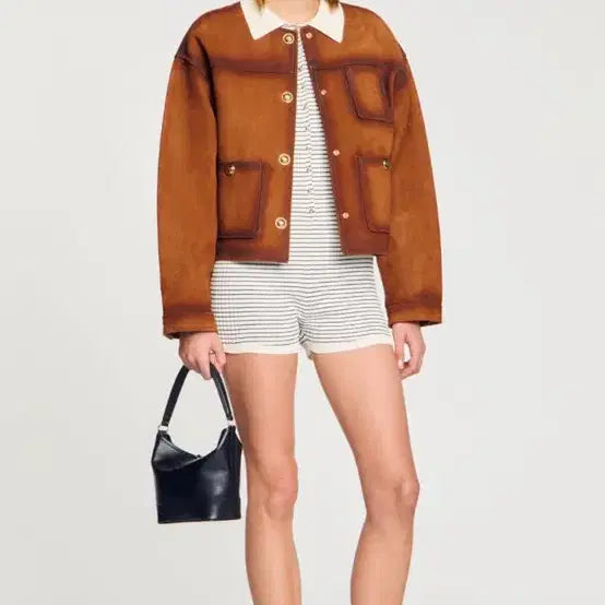 [BUNJANG] Sandro Suede Leather Jacket / 산드로 스웨이드 가죽자켓