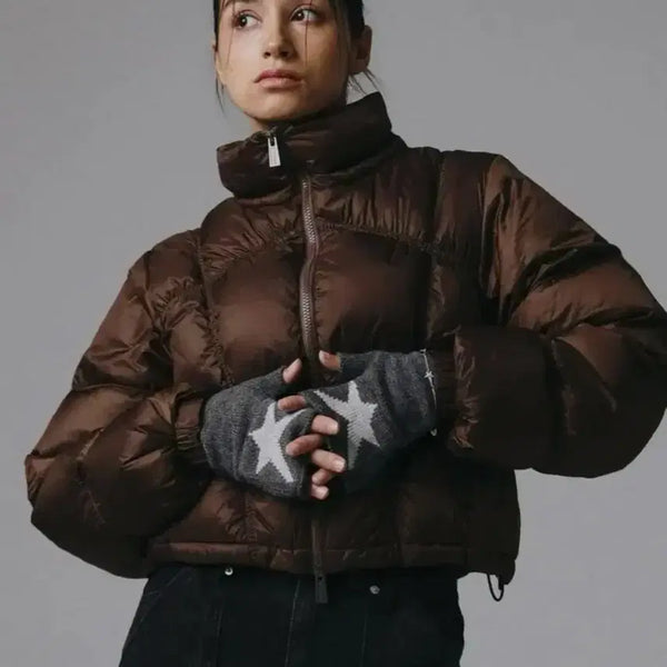 [BUNJANG] PRENDA Stopper Shirring Puffer Jacket Brown / [prenda] 프렌다 스토퍼 셔링 푸퍼 자켓 / 프렌다 패딩 브라운
