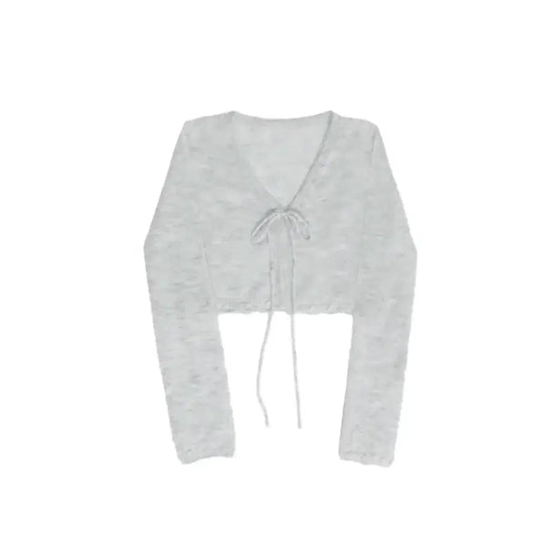 [BUNJANG] TAECO Ont Grey Ribbon Cardigan / 택o 온트 그레이 리본 가디건