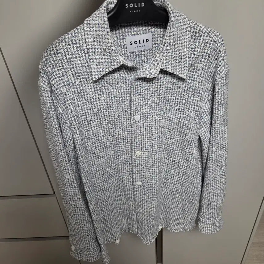 [BUNJANG] Solid Homme Light Blue Tweed Shirt Size 46 / 솔리드옴므 라이트블루 트위드셔츠 신상 46사이즈 판매합니다
