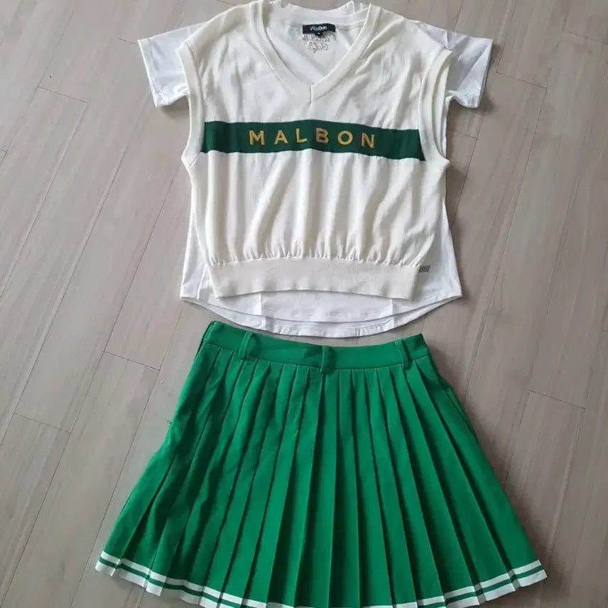 [BUNJANG] Malbon Golf Short Sleeve Knit Set Skirt / 말본 골프 스커트 반팔 니트 세트