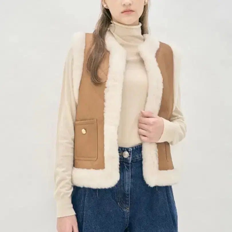 [BUNJANG] Mine Reversible Lambs Fur Vest / 한섬 마인 리버서블 램스 퍼 베스트 66 정가 1,900,000원