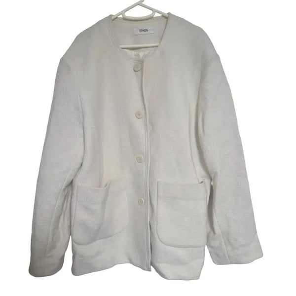 [BUNJANG] ETHOS Sleeveless Oversized White Jacket / 에토스(ETHOS) 슬리브리스 오버핏 화이트 자켓