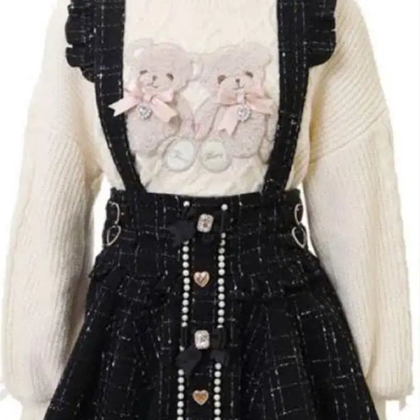 [BUNJANG] Lizzylisa Tweed Suspender Skirt / 택없 리즈리사 트위드 서스펜더 스카판 스커트