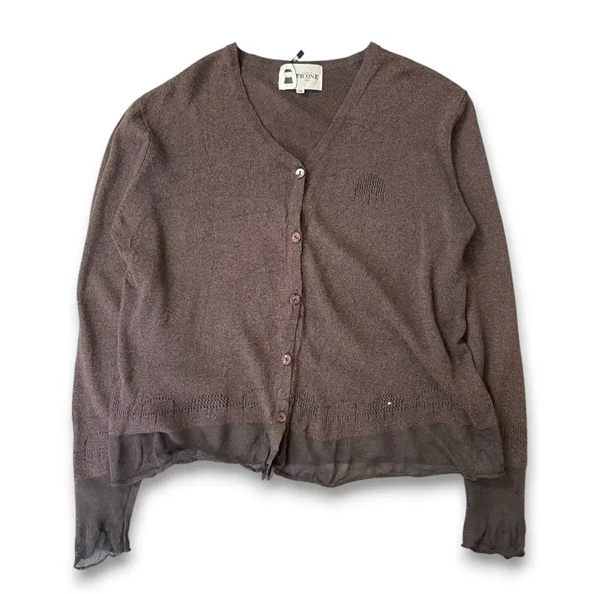 [BUNJANG] Giuseppe Picone Roma Chocolate Brown Sheer See-Through Point Cardigan (M) / 주세페피코네로마 초코브라운 시어 시스루 포인트 가디건 M