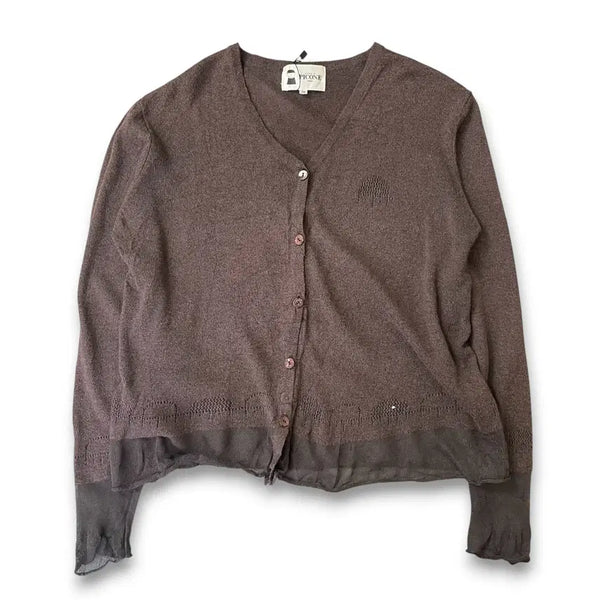 [BUNJANG] Giuseppe Picone Roma Chocolate Brown Sheer See-Through Point Cardigan (M) / 주세페피코네로마 초코브라운 시어 시스루 포인트 가디건 M