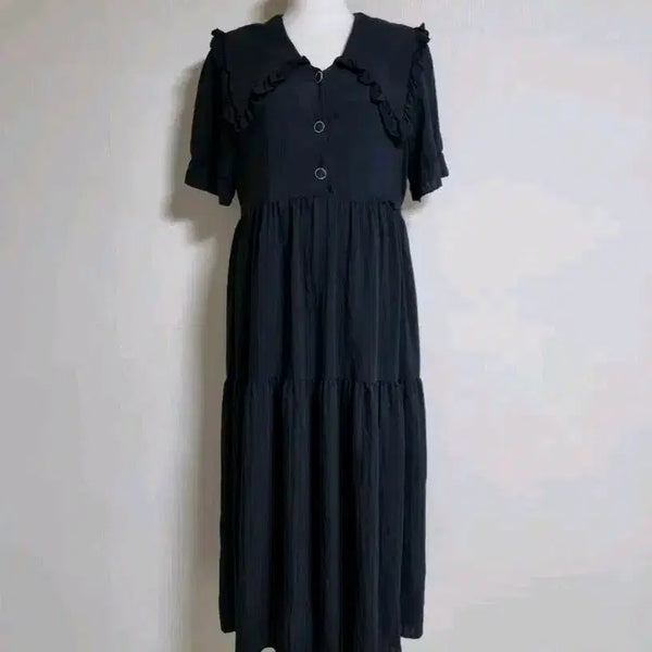 [BUNJANG] Recov Big Collar Frill Shirring Dress / L331 레코브 빅카라 프릴 셔링 원피스