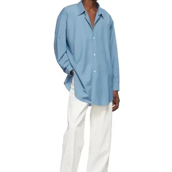 [BUNJANG] MFPEN Wool Mohair Blend Blue Oversized Shirt / MFPEN 울 블루 셔츠 (M)