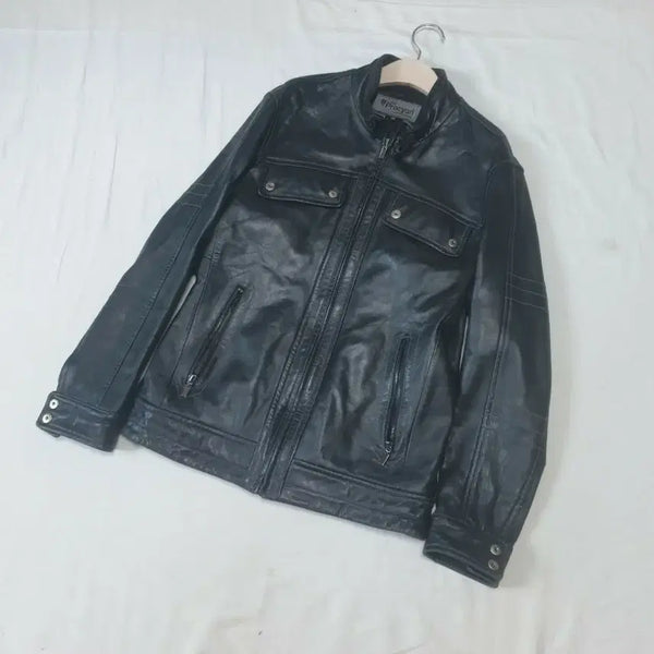 [BUNJANG] Vintage Black Lambskin Leather Jacket / 빈티지 블랙 양가죽 자켓