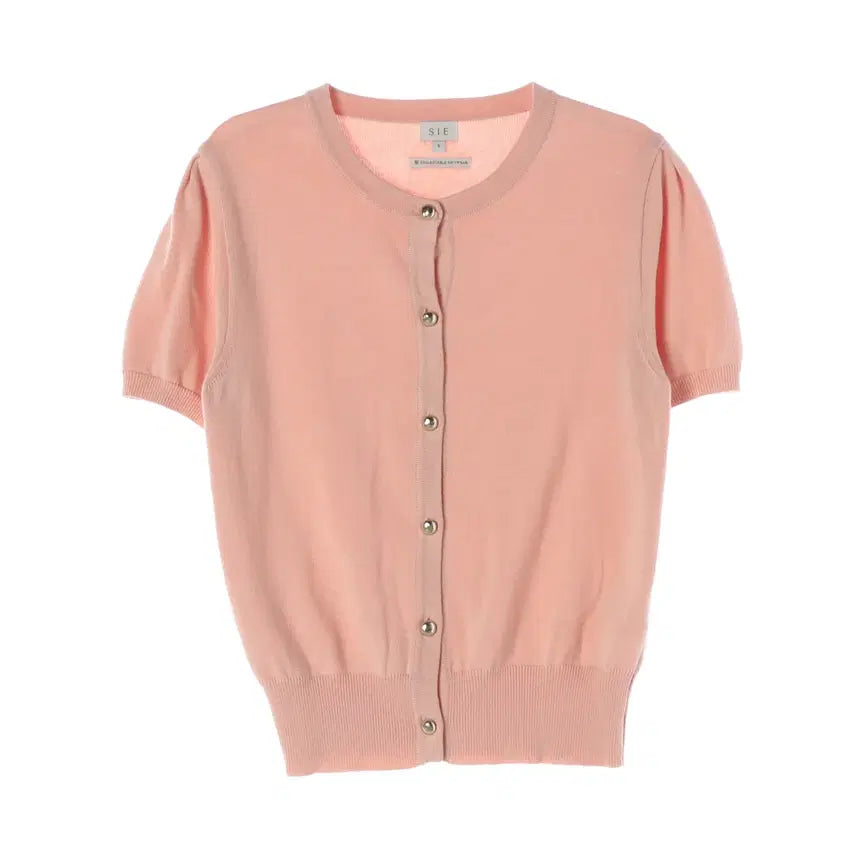 [BUNJANG] SIE 24SS Charlotte Button Detail Short Sleeve Cardigan Peach Fuzz / 시에 SIE 24SS 샬롯 버튼 디테일 반팔 가디건 피치퍼즈