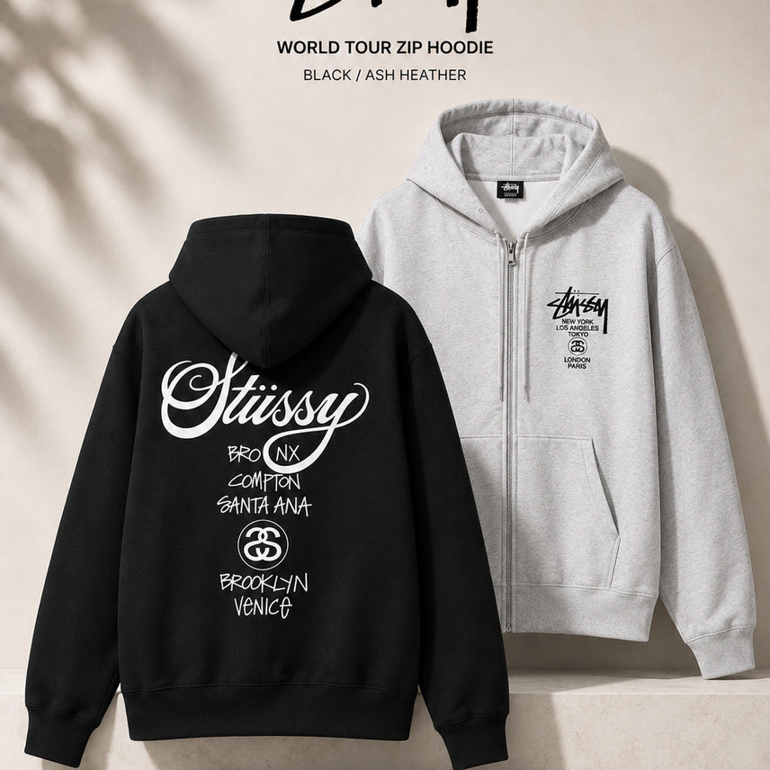 [BUNJANG] Stüssy World Tour Zip Hoodie / (정품 무료배송) 스투시 월드투어 후드집업